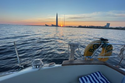 Закат на парусной яхте Закат на парусной яхте